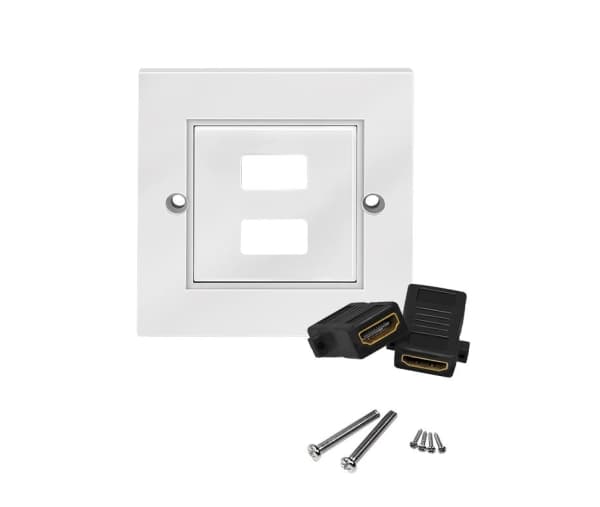 LogiLink kopplingsdosa, 2x HDMI-koppling - HDMI-koppling vit, utanpåliggande dosa med 2 anslutningar, 86 x 86 mm, för - 1 st (AH0018)