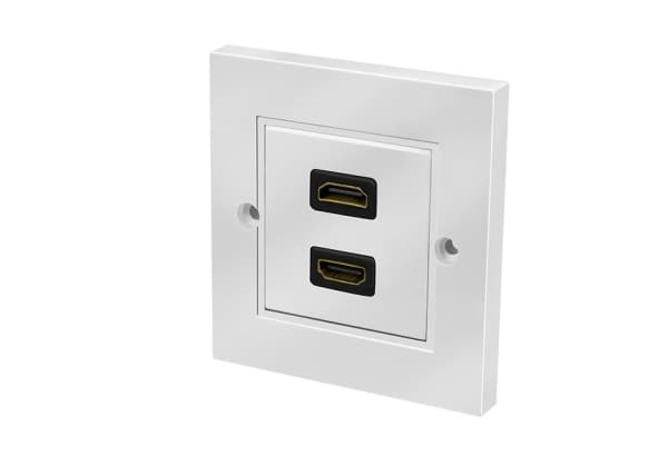 LogiLink kopplingsdosa, 2x HDMI-koppling - HDMI-koppling vit, utanpåliggande dosa med 2 anslutningar, 86 x 86 mm, för - 1 st (AH0018)