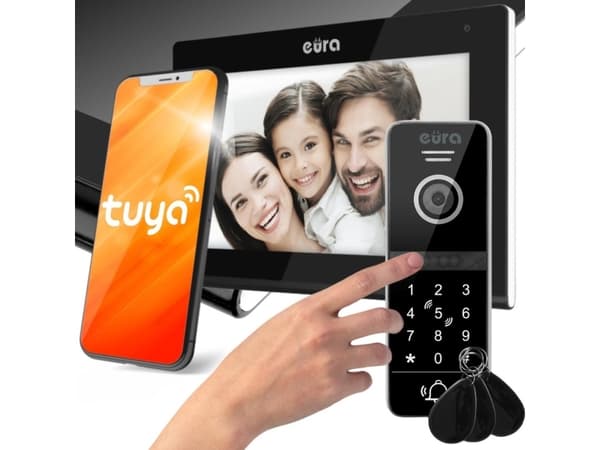 Eura Video intercom EURA VDP-97C5 - hvit, touch, LCD 7'', AHD, WiFi, bildeminne, SD 128GB