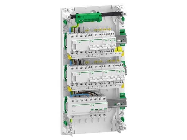 SCHNEIDER ELECTRIC Förmonterad växel Resi9 XP PW, 3 rader 13M: 1xAFB 1xSPD + 2xRCD + 5xC10A 1PN + 2xC16A 3PN + 1xC10A 3PN