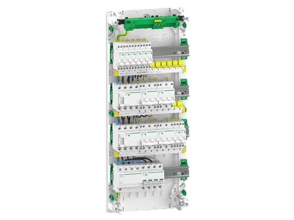 SCHNEIDER ELECTRIC Esiasennettu Resi9 XP PW -taulukot, 4 riviä 13M: 1xAFB 1xSPD + 2xRCD + 8xC10A 1PN + 2xC16A 3PN + 2xC10A 3PN