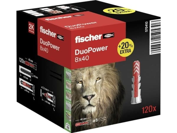 Fischer DUOPOWER 8 x 40 2-komponenttinen raakatulppa 40 mm 8 mm 570410 120 kpl