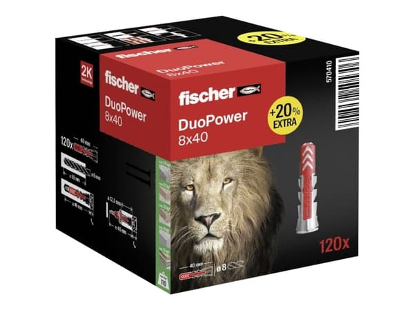 Fischer DUOPOWER 8 x 40 2-komponenttinen raakatulppa 40 mm 8 mm 570410 120 kpl