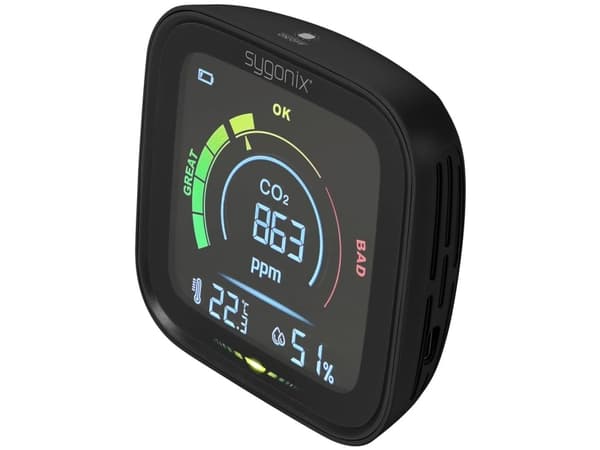 Sygonix Termo- /hygrometer Med CO2-angivelse Sort