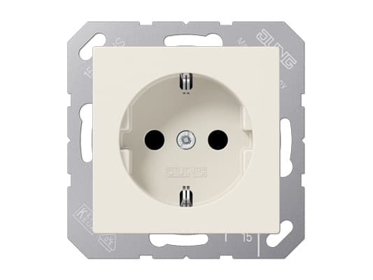 JUNG A 1520 KI, tyyppi F, Elfenben, Duroplast, 250 V, 16 A, 55 mm