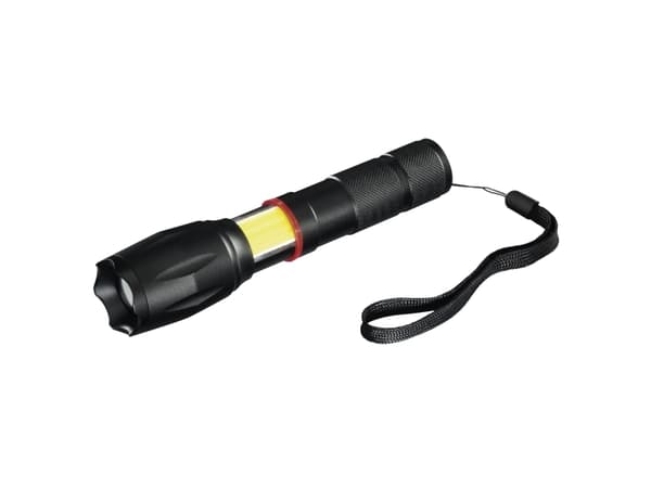 Hama Solid Pro, Käsikokoinen taskulamppu, Musta, Alumiini, COB LED, 175 mm, 200 g