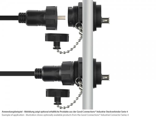 Alcasa IC04-U205, USB A, Sort, Hunstik, Lige, Polybuteenitereftalaatti (PBT), Polyvinyylikloridi (PVC), IP65, IP67