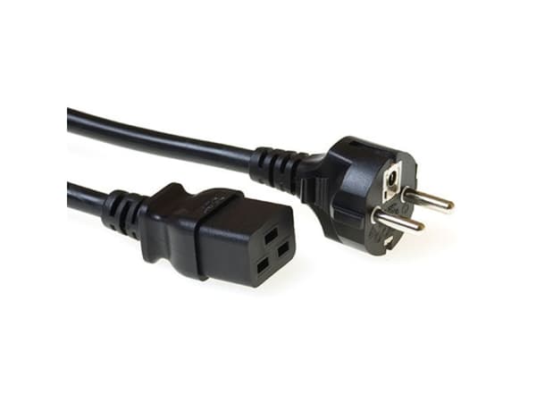 ACT Powercord mains connector CEE 7/7 male (straight) - C19 black 1.5 m