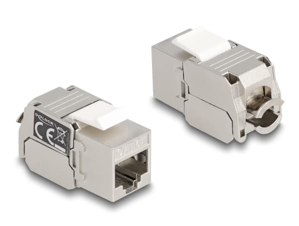 Delock - Trapetsjack - CAT 6a - RJ-45, LSA - vit, silver