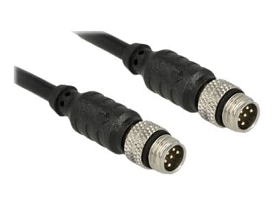 Delock - Sensorns förlängningskabel - 6 pin M8 hane till 6 pin M8 hane - 10 cm - svart