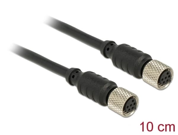 Delock - Sensorns förlängningskabel - 6 pin M8 hona till 6 pin M8 hona - 10 cm - svart