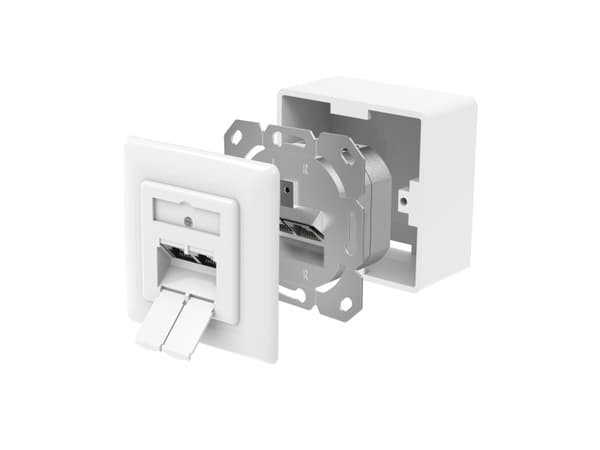 Hama 00300029, 2 x RJ-45, 6a, Skruvar, Vit, 1 styck