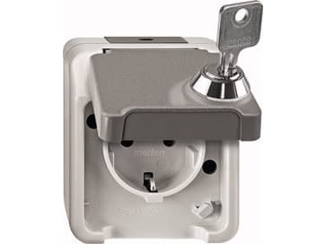 Merten MEG2423-8029, Grå, IP44, 250 V, 16 A, 73 mm, 70 mm Grå