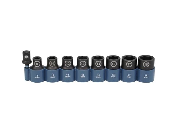 MAKITA E-16645 - Insexnyckelsats 1/2\" Impact Svart (9 delar | inkl. adapter 1/4\") (E-16645)