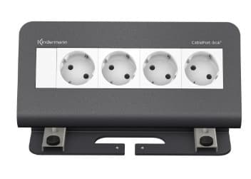 Kindermann CablePort desk² - Pistorasiakotelo - pinta-asennettava - virtalähde X 4 - liuskekivenharmaa, RAL 7015 (7430000074)