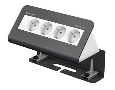 Kindermann CablePort desk² - Pistorasiakotelo - pinta-asennettava - virtalähde X 4 - liuskekivenharmaa, RAL 7015 (7430000074)