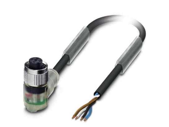 Phoenix SAC-4P-10.0-PVC/M12FR-3L, 10 m, M12, Hona kontakt, Svart, -25 - 90 °C
