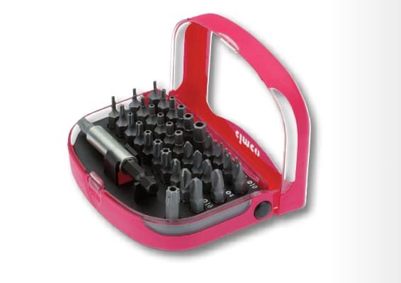 Cimco 11 4599, Drill, Drill bit set, 33 stykker, TORX: T 8 - T 10 - T 15 - T 20 - T 25 - T 27 - T 30 - T 35 - T 40 Hex bits: 2 - 2.5 - 3 - 4 - 5 -...