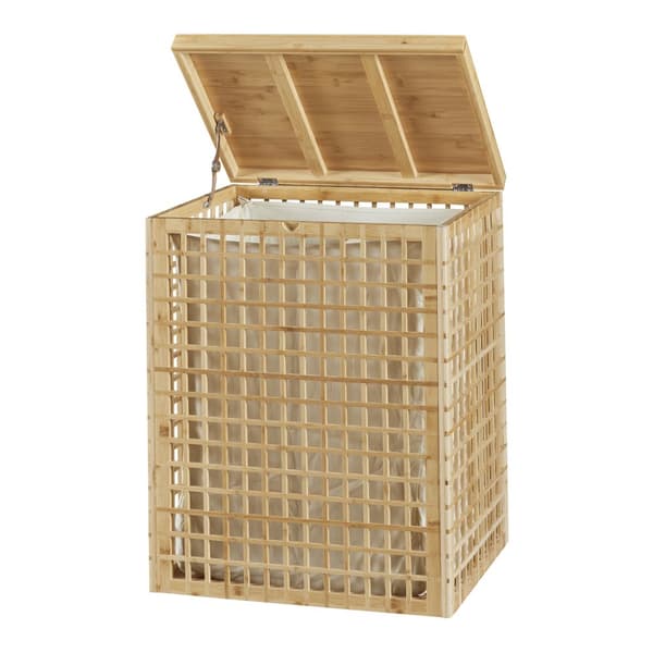 Tvättkorg Vimmerby 64x53x39 cm bambu beige [en.casa]