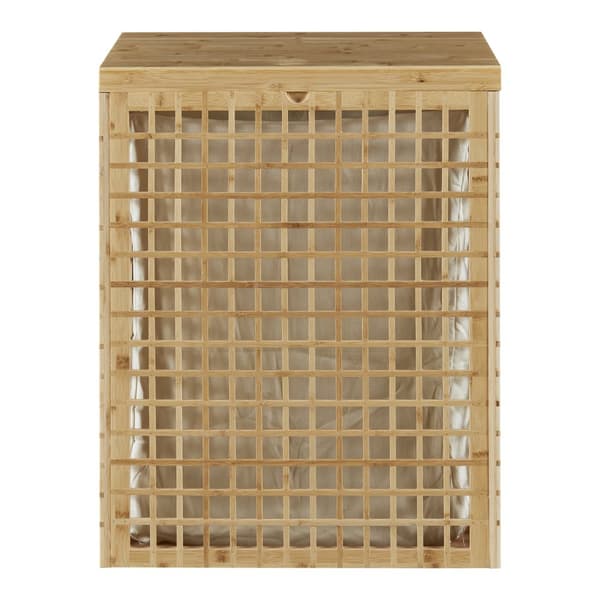 Tvättkorg Vimmerby 64x53x39 cm bambu beige [en.casa]