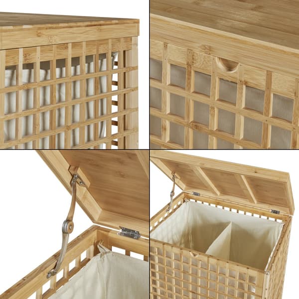 Tvättkorg Vimmerby 64x53x39 cm bambu beige [en.casa]