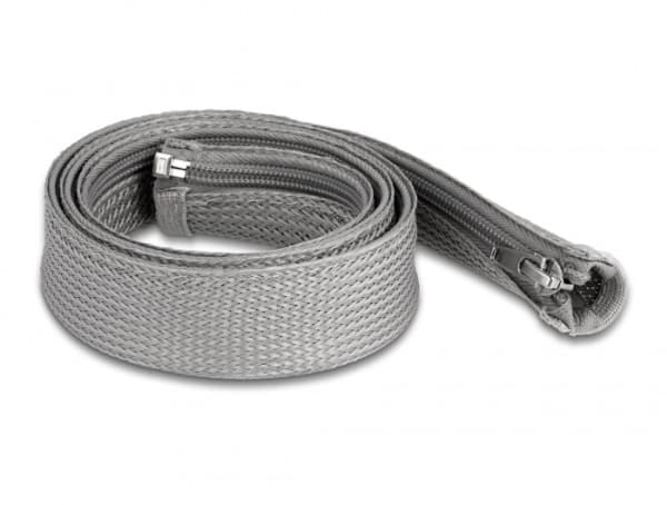 Delock - Flätad ärm - 30 mm diameter with zip fastener - 1 m - grå