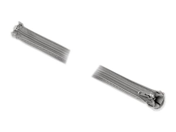 Delock - Flätad ärm - 30 mm diameter with zip fastener - 1 m - grå