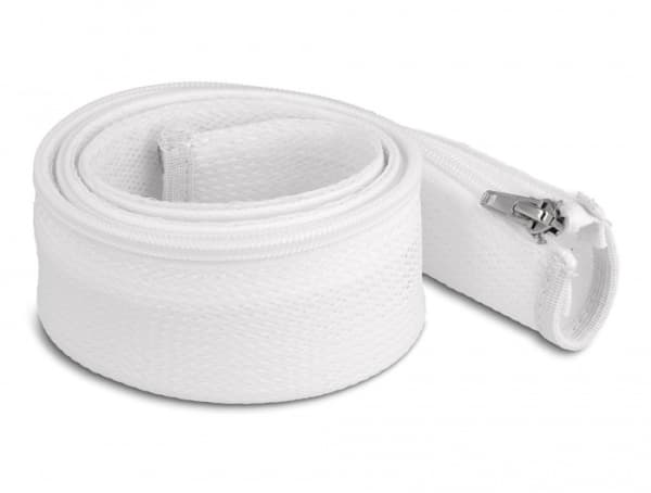 Delock - Flätad ärm - 50 mm diameter with zip fastener - 1 m - vit