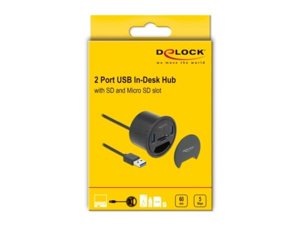 Delock - Hubb - 2 x USB 3.2 Gen 1 - försänkt montering möjlig