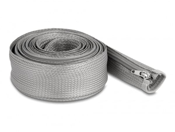 Delock - Flätad ärm - 50 mm diameter with zip fastener - 3 m - grå
