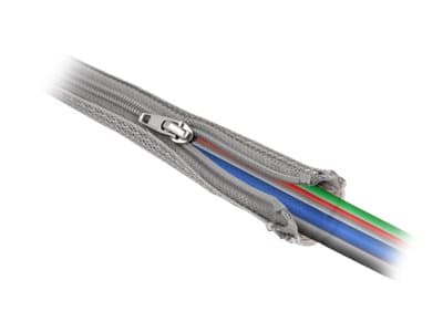 Delock - Flätad ärm - 50 mm diameter with zip fastener - 3 m - grå