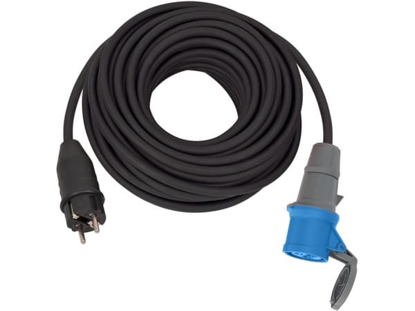 Brennenstuhl 1132910100, 25 m, Utomhus, IP44, Oljetålig, Svart, Blå, 280 mm