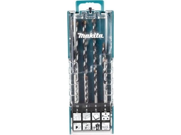 Makita - Borrsats - 8 delar - 5 mm, 6 mm, 8 mm, 10 mm, 4 mm, 3 mm - rakt - längd: 75 mm, 85 mm, 100 mm, 120 mm, 150 mm, 70 mm
