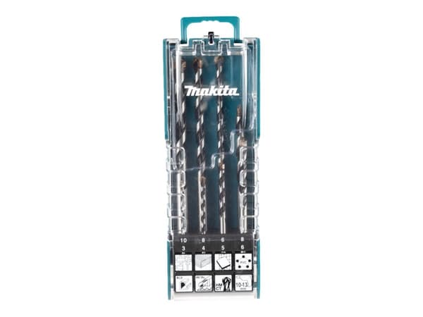 Makita - Borrsats - 8 delar - 5 mm, 6 mm, 8 mm, 10 mm, 4 mm, 3 mm - rakt - längd: 75 mm, 85 mm, 100 mm, 120 mm, 150 mm, 70 mm