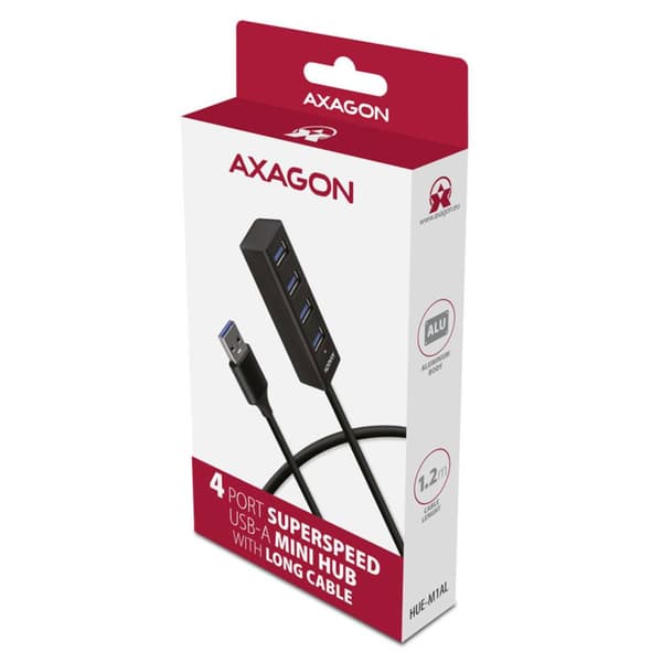 AXAGON HUE-M1AL 4 Port USB-Hub 3.0 Silver