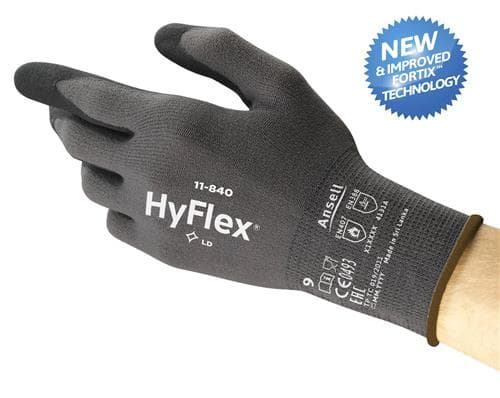 Kokoonpanokäsine HyFlex 11-840 musta/harmaa 11