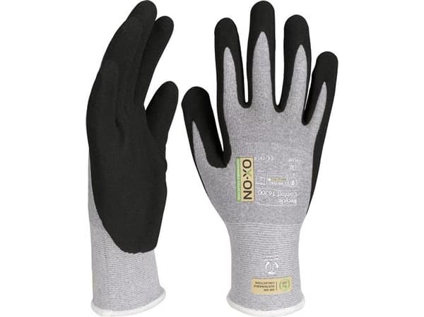 OX-ON flexhandske str. 9 - Comfort 16300 Recycle, slidstærk m/sandy nitril belægning