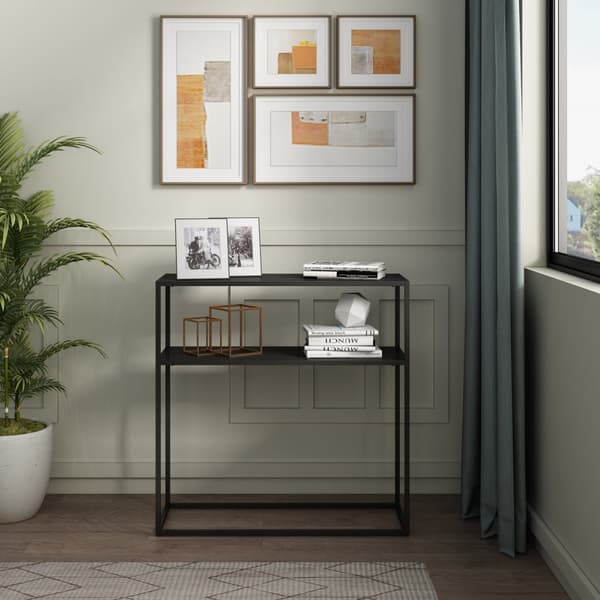 Avlastningsbord Kuhmo 80x80x30cm metall svart [en.casa]