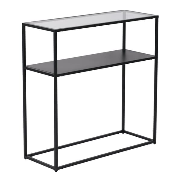 Avlastningsbord Kuhmo 80x80x30cm metall svart glas [en.casa]