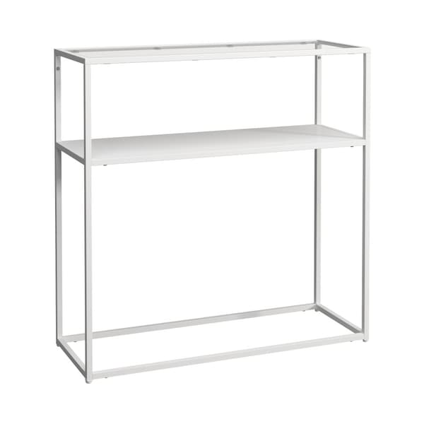 Avlastningsbord Kuhmo 80x80x30cm metall vit glas [en.casa]