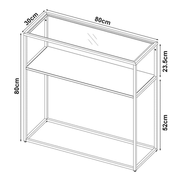 Avlastningsbord Kuhmo 80x80x30cm metall vit glas [en.casa]