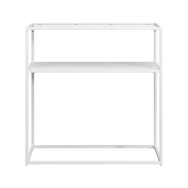 Avlastningsbord Kuhmo 80x80x30cm metall vit glas [en.casa]