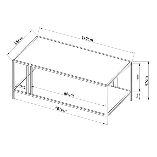 Soffbord Kumlinge 47x110x55 cm metall svart [en.casa]