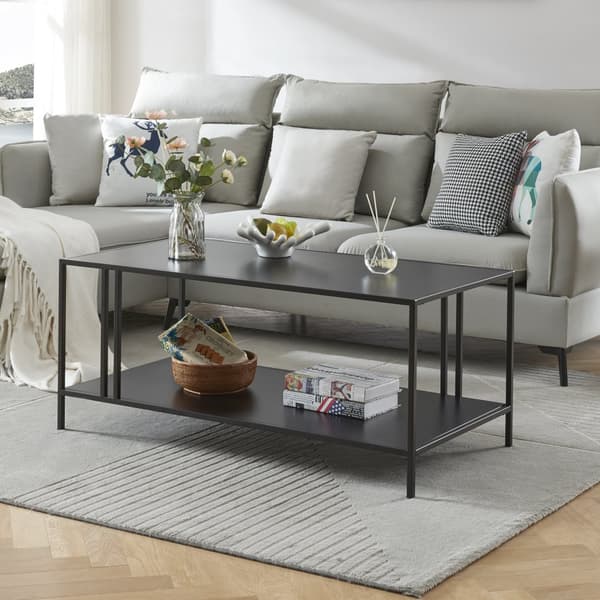 Soffbord Kumlinge 47x110x55 cm metall svart [en.casa]