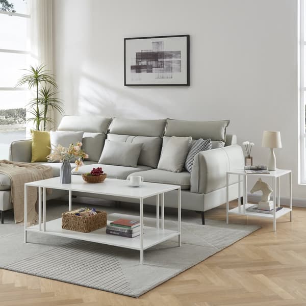 Soffbord Kumlinge 47x110x55 cm metall vit [en.casa]