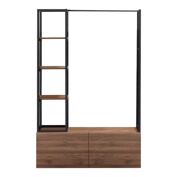 Klädställ Egmating 180x120x40 cm metall valnötsfärg [en.casa]