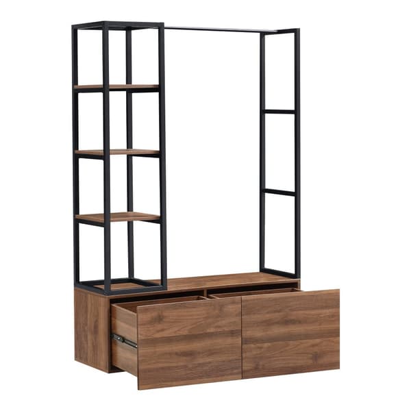 Klädställ Egmating 180x120x40 cm metall valnötsfärg [en.casa]