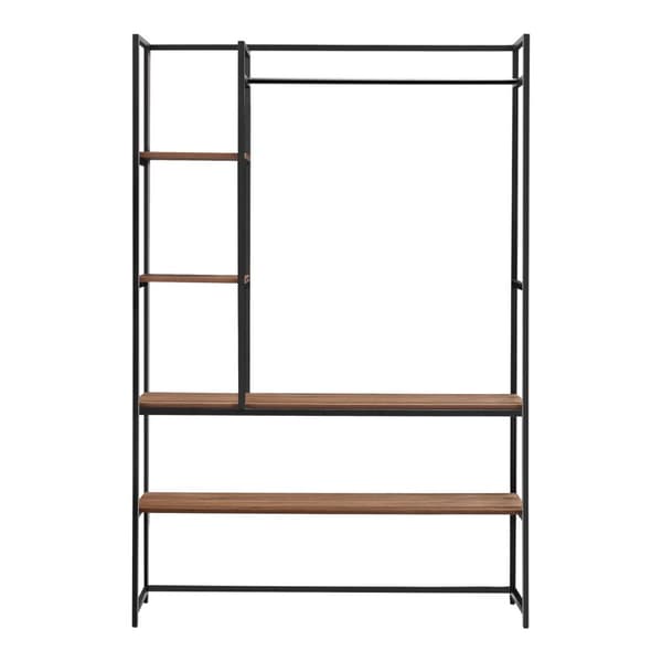 Klädställ Horgau 180x120x40 cm metall valnötsfärg [en.casa]