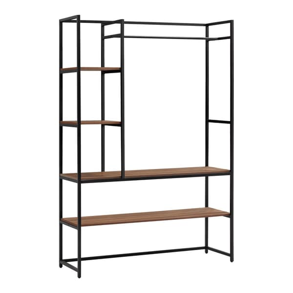 Klädställ Horgau 180x120x40 cm metall valnötsfärg [en.casa]