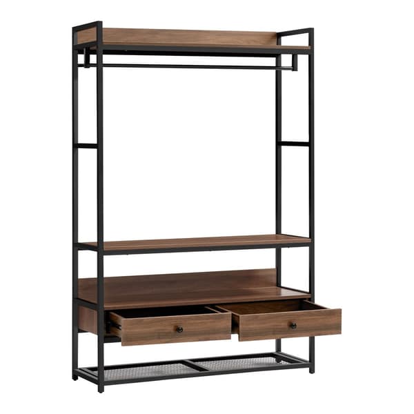 Klädställning Isen 180x120x40 cm metall svart valnötsfärg [en.casa]